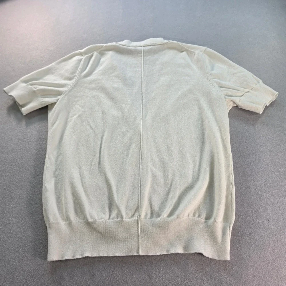 Audrey & Grace Womens XL Short Sleeve Cardigan Sweater White Casual Button Front